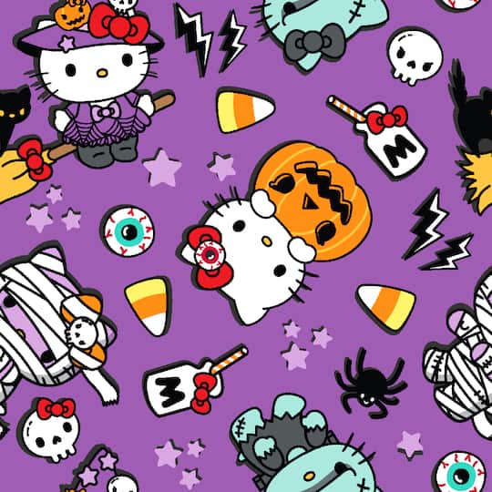 Michaels, Hello Kitty® Purple Halloween Cotton Fabric – Category: Hello Kitty